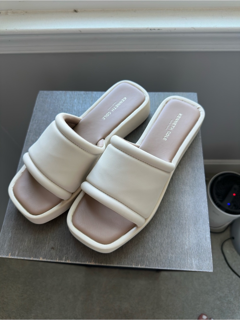 Kenneth Cole Cream Padded Slide Mules